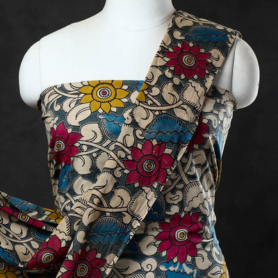 Multicolor - 2pc Cotton Kalamkari Print Dress Material Set 08