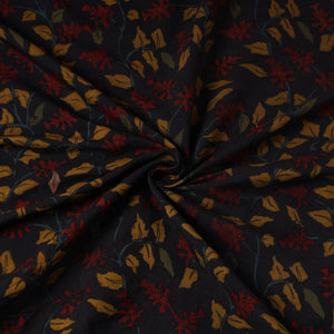 Black - Silk Handpainted Srikalahasti Pen Kalamkari Fabric 01