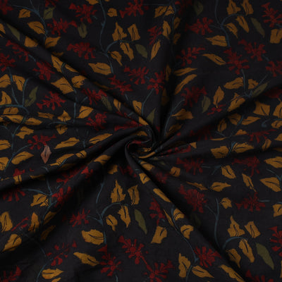 Black - Silk Handpainted Srikalahasti Pen Kalamkari Fabric 01