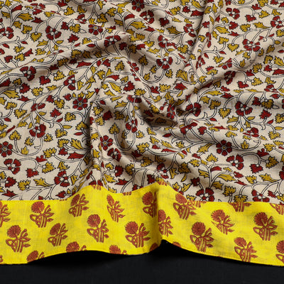 Beige - Block Printed Cotton Kalamkari Blouse Piece 22