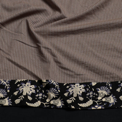 Brown - Handmade Running Stitch Plain Cotton Blouse Piece 100