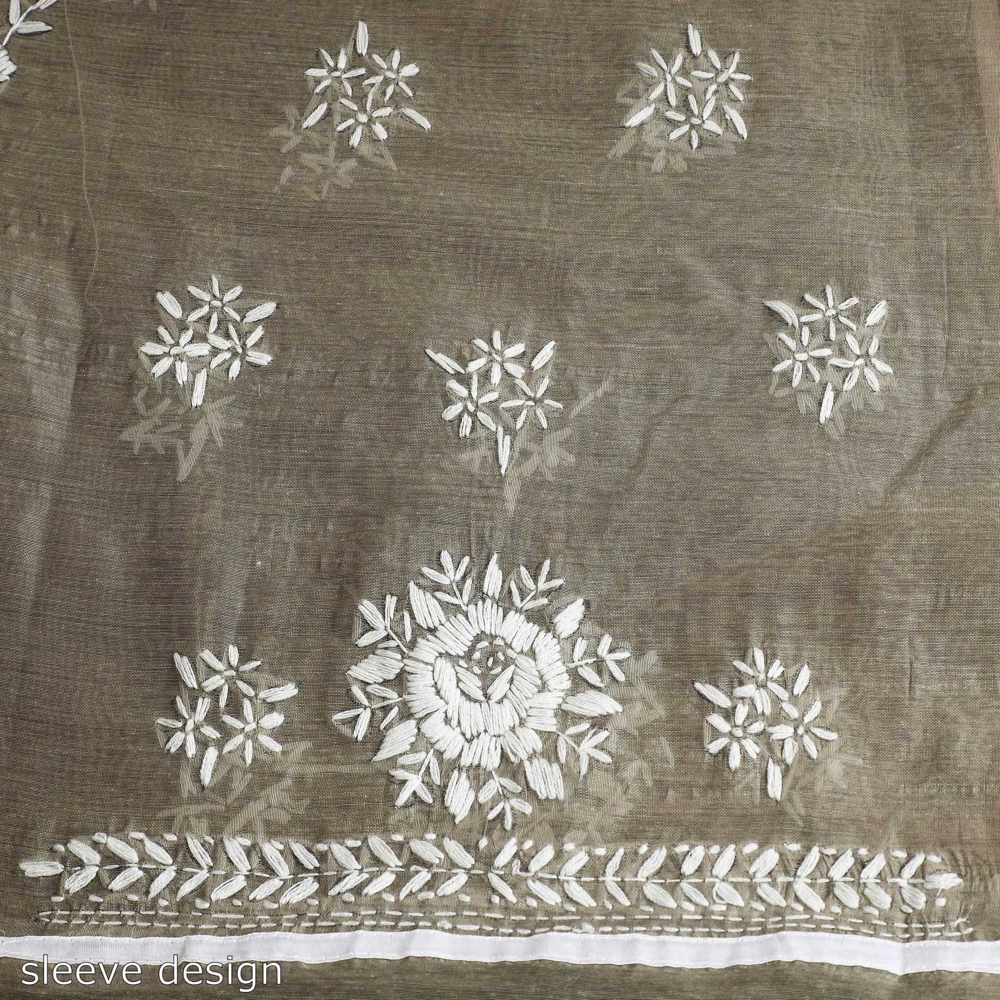 Brown - 3pc Hand Embroidery Silk Cotton Phulkari Dress Material 22
