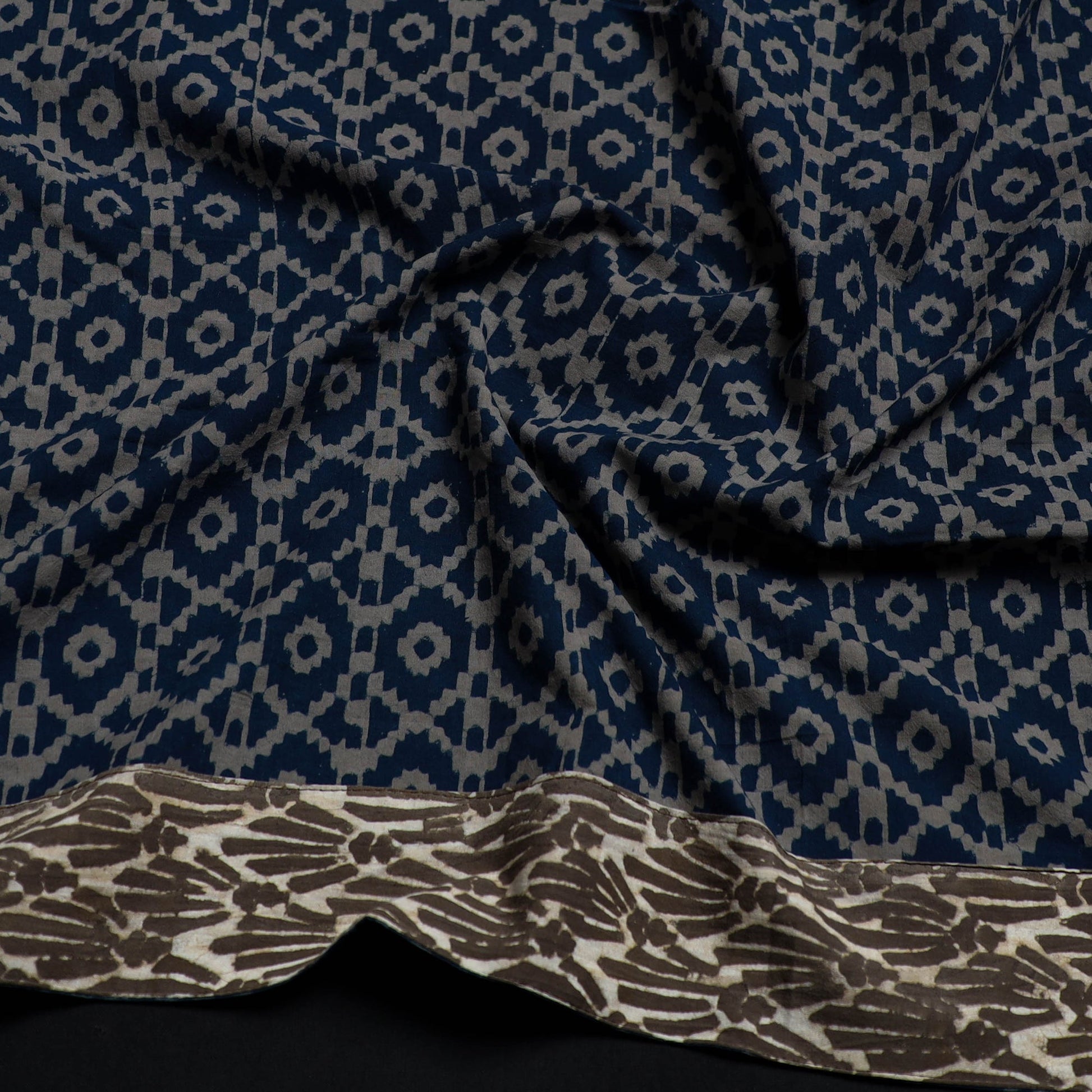 Blue - Block Print Cotton Akola Blouse piece 153