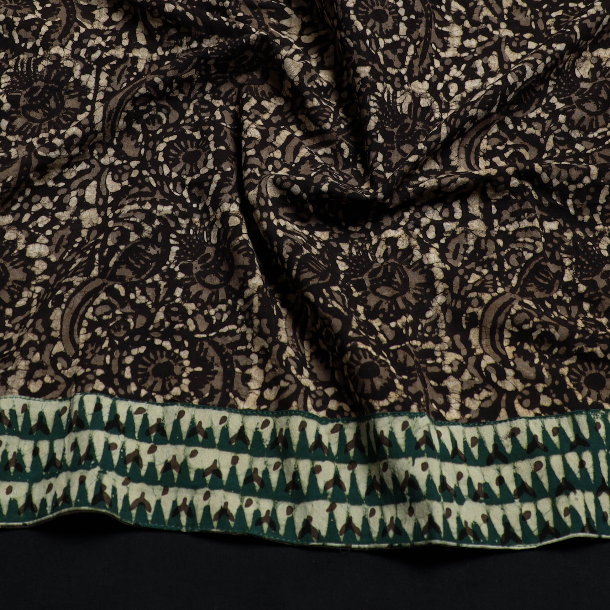 Black - Block Print Cotton Akola Blouse piece 155