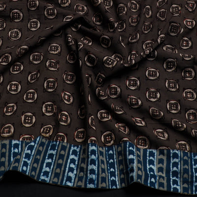 Brown - Block Print Cotton Pipad Blouse Piece 156