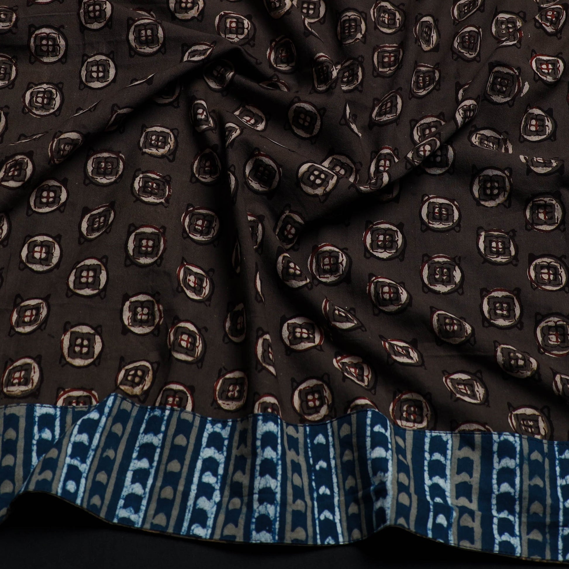 Brown - Block Print Cotton Pipad Blouse Piece 156