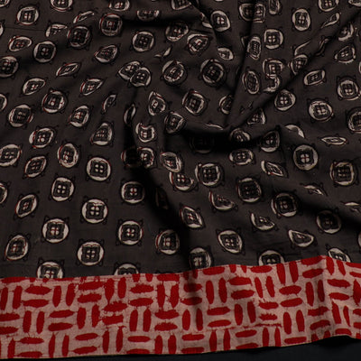 Brown - Block Print Cotton Pipad Blouse Piece 157