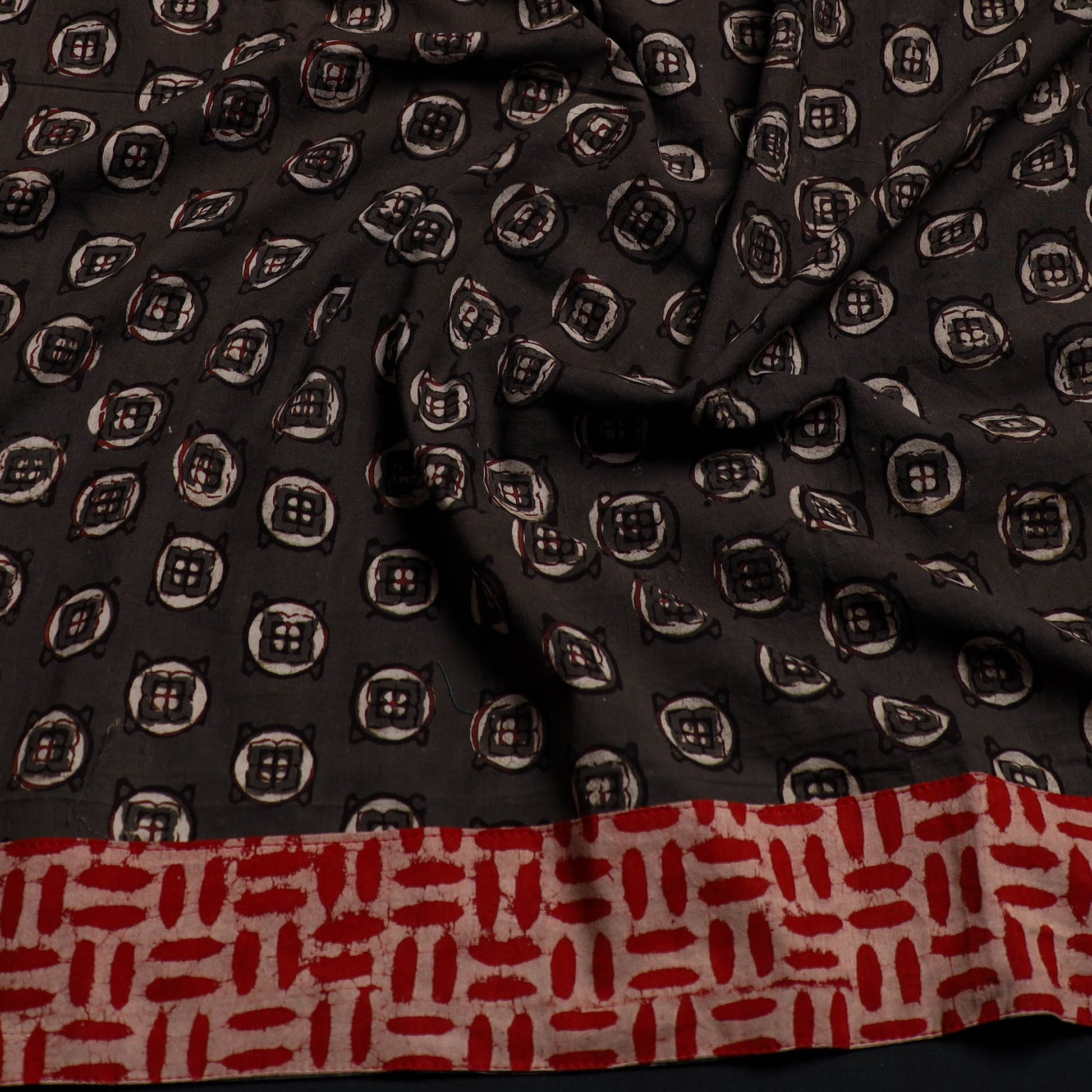 Brown - Block Print Cotton Pipad Blouse Piece 157