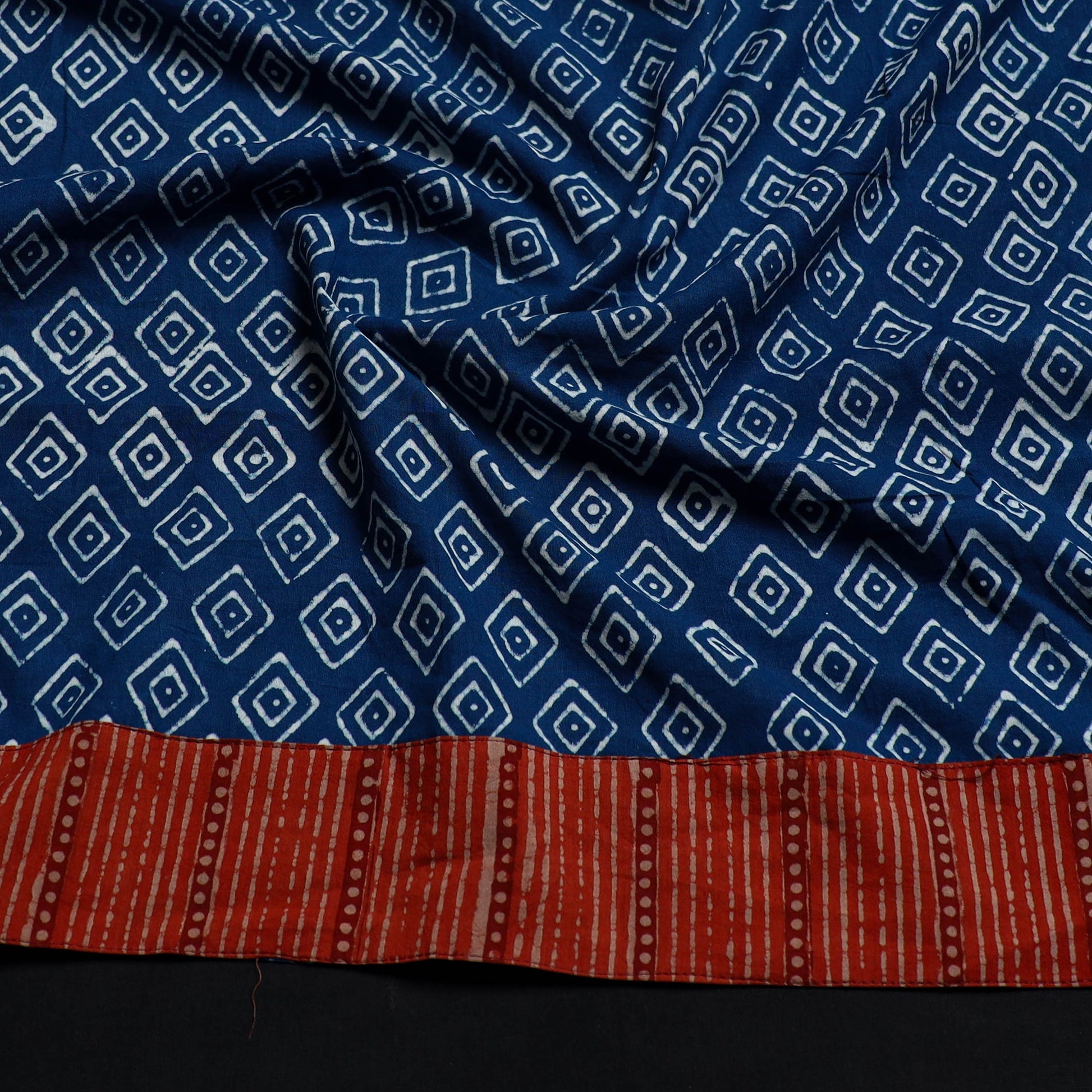 Blue - Block Print Cotton Pipad Blouse Piece 158