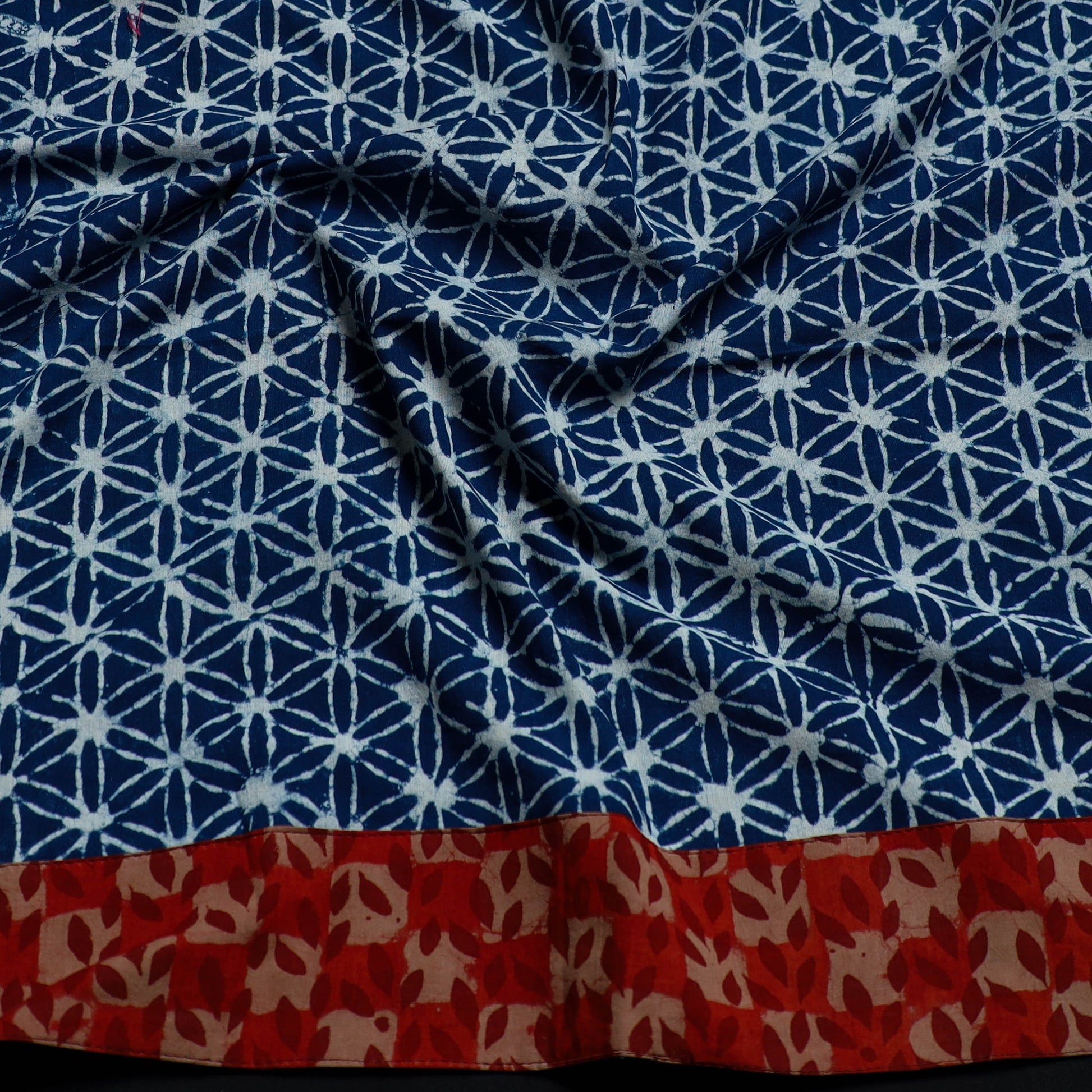 Blue - Block Print Cotton Pipad Blouse Piece 169