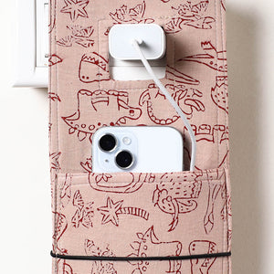 Beige - Bindaas Block Printed Cotton Mobile Charging Holder