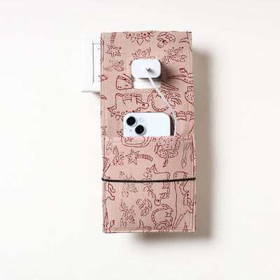 Beige - Bindaas Block Printed Cotton Mobile Charging Holder