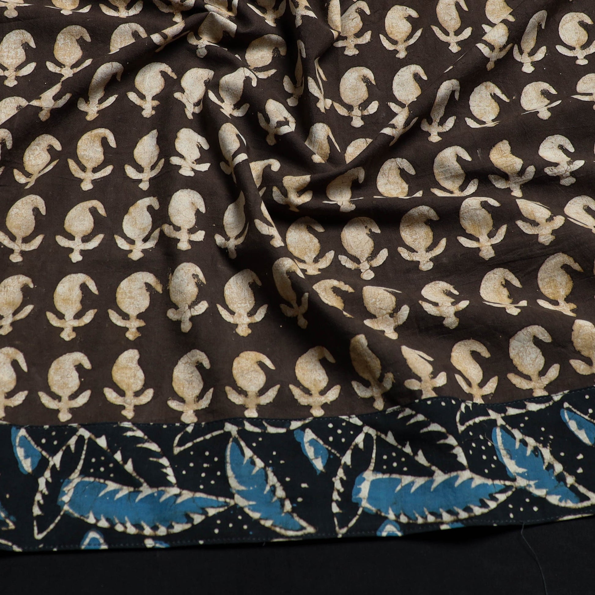Brown - Block Print Cotton Pipad Blouse Piece 180