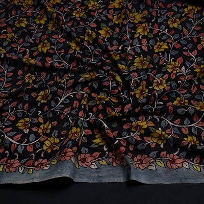 Black - Handpainted Cotton Kalamkari Blouse Piece 22