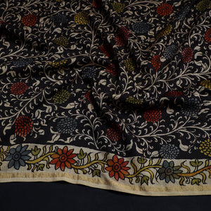 Black - Handpainted Chanderi Silk Kalamkari Blouse Piece 46