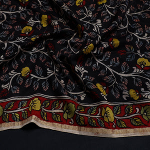 Black - Handpainted Chanderi Silk Kalamkari Blouse Piece 39