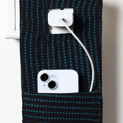 Black - Bagh Block Printed Cotton Mobile Charging Holder