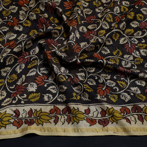 Black - Handpainted Chanderi Silk Kalamkari Blouse Piece 30