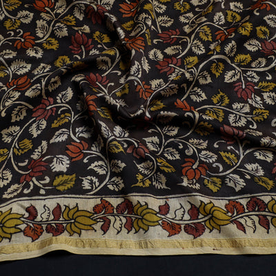 Black - Handpainted Chanderi Silk Kalamkari Blouse Piece 30