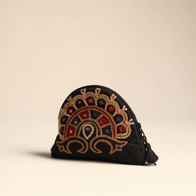 Black - Kutch Ahir Hand Embroidery Cotton Coin Pouch 20