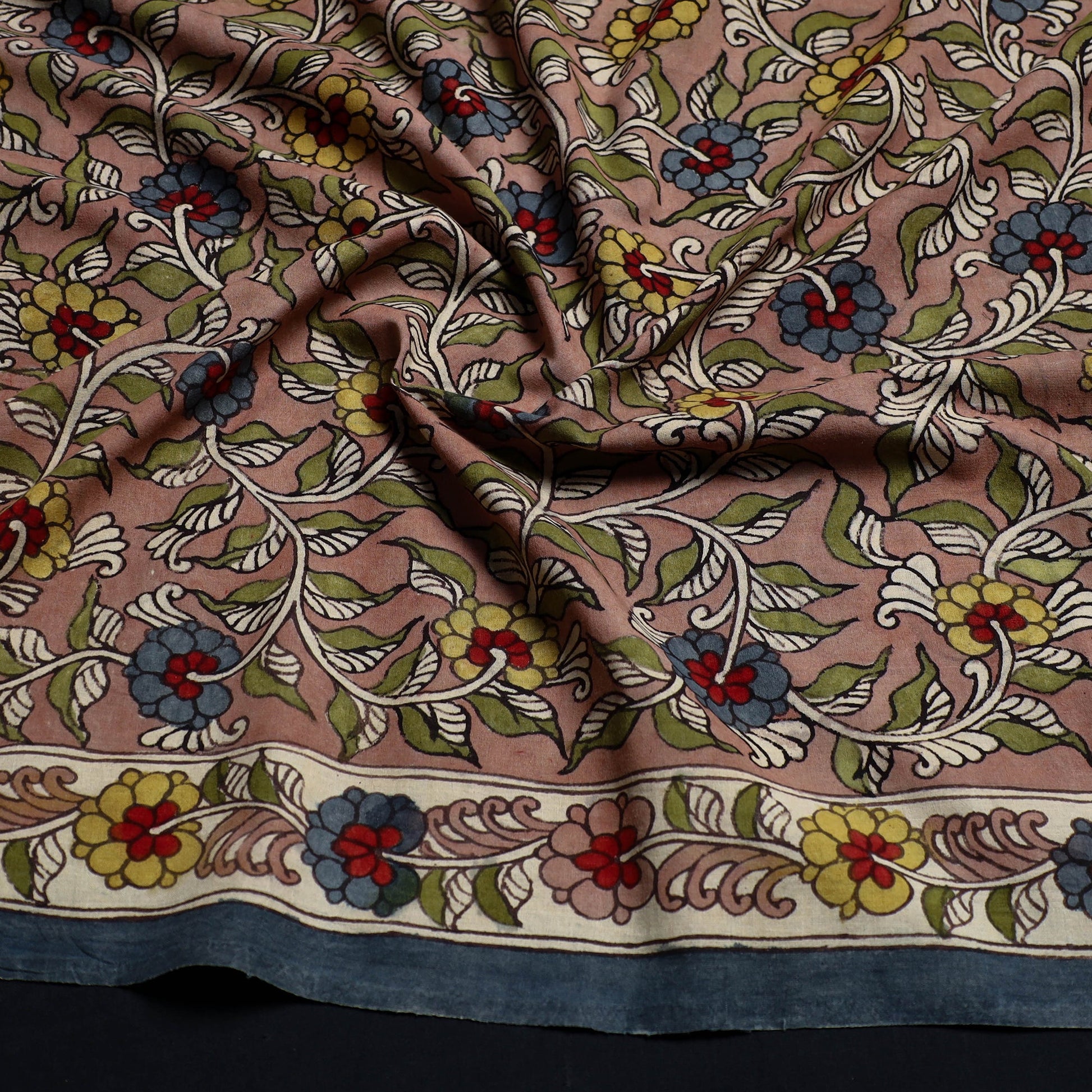 Brown - Handpainted Cotton Kalamkari Blouse Piece 21