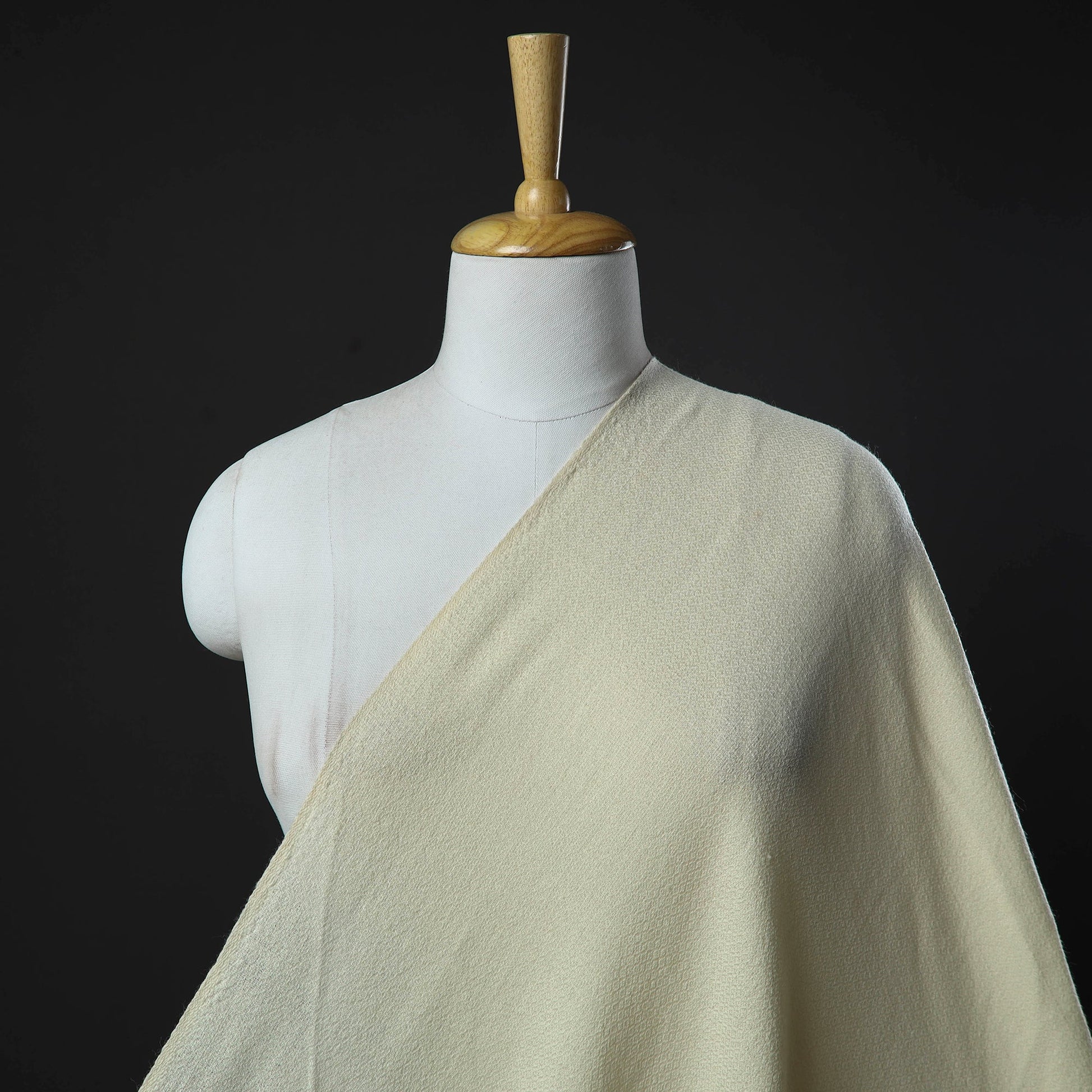 Beige - Kumaun Handwoven Merino Woollen Fabric 13