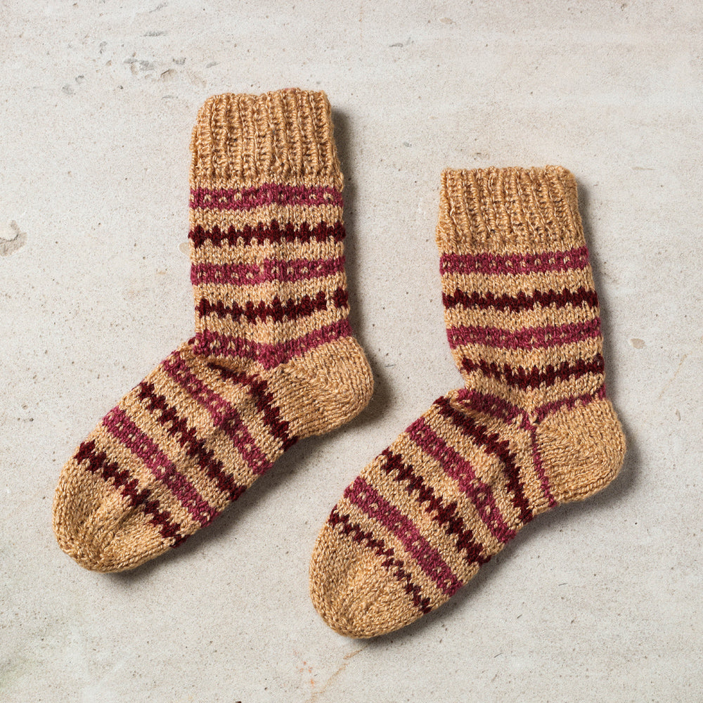 Beige - Kumaun Hand Knitted Woolen Socks - Kids