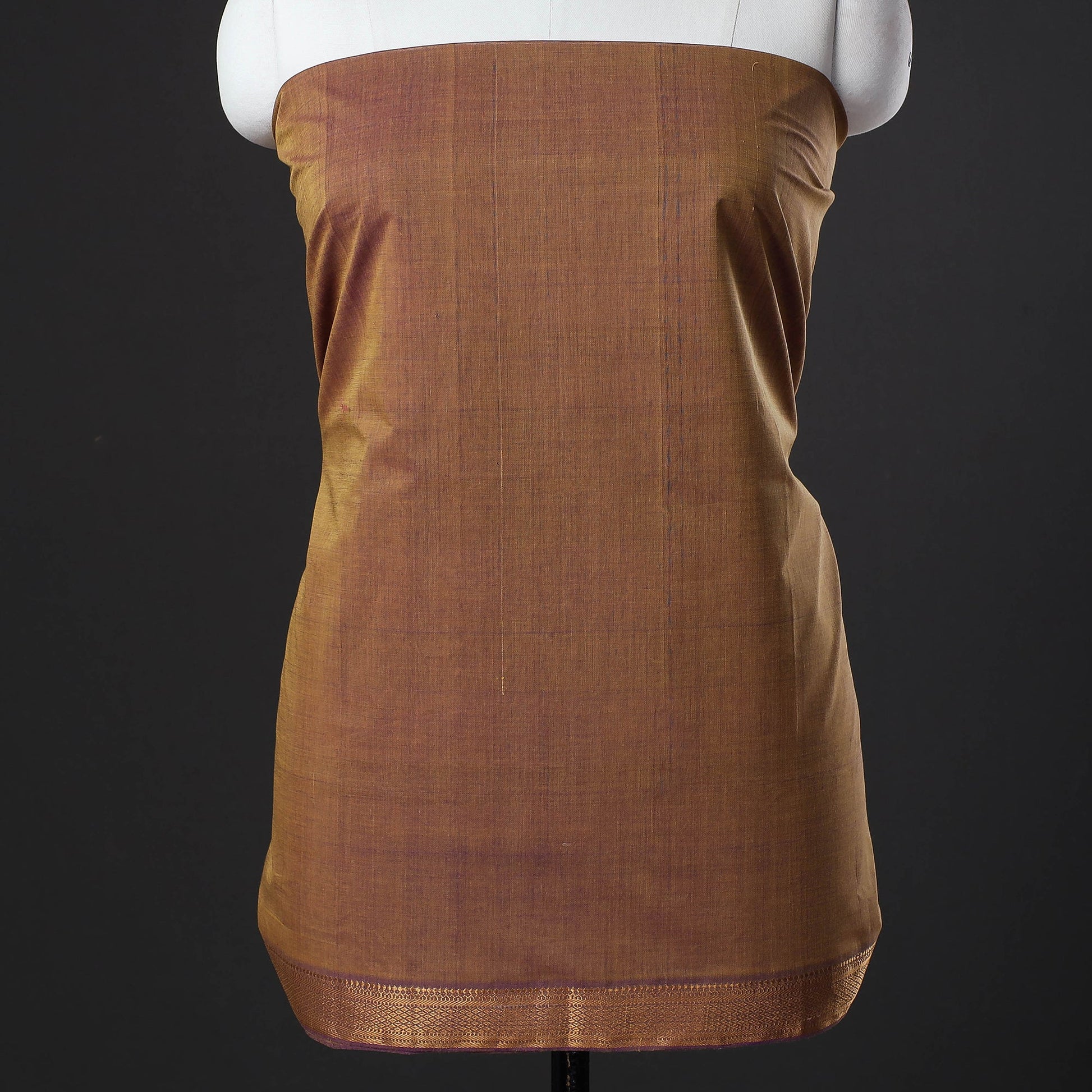 Brown - 3pc Handloom Cotton Mangalagiri Dress Material 13
