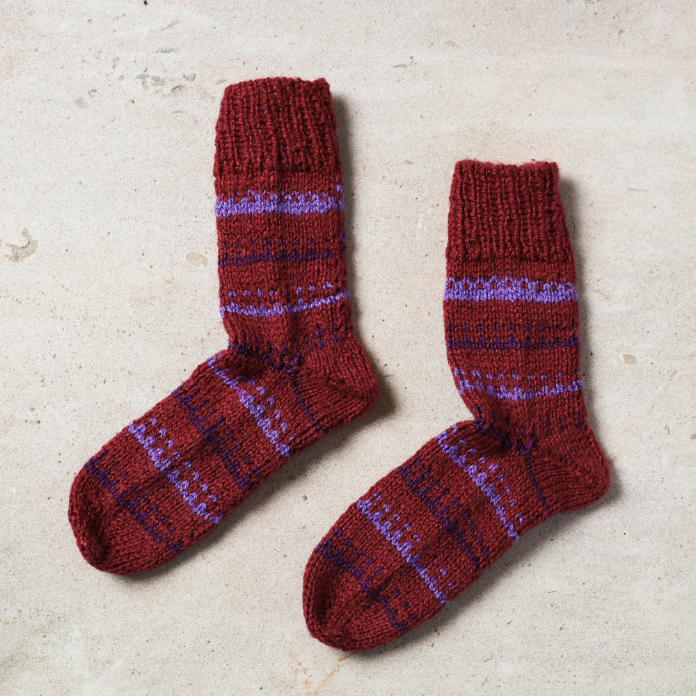 Brown - Kumaun Hand Knitted Woolen Socks - Kids