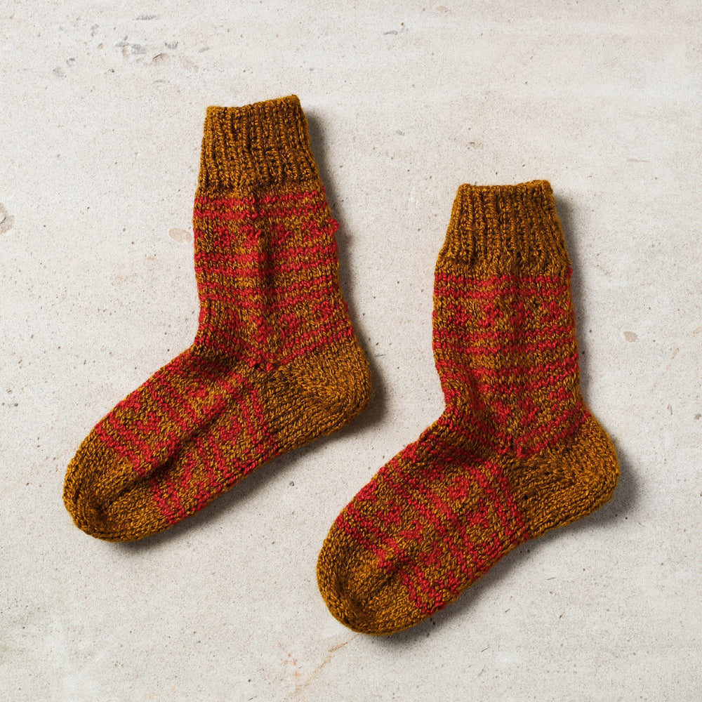 Brown - Kumaun Hand Knitted Woolen Socks - Kids