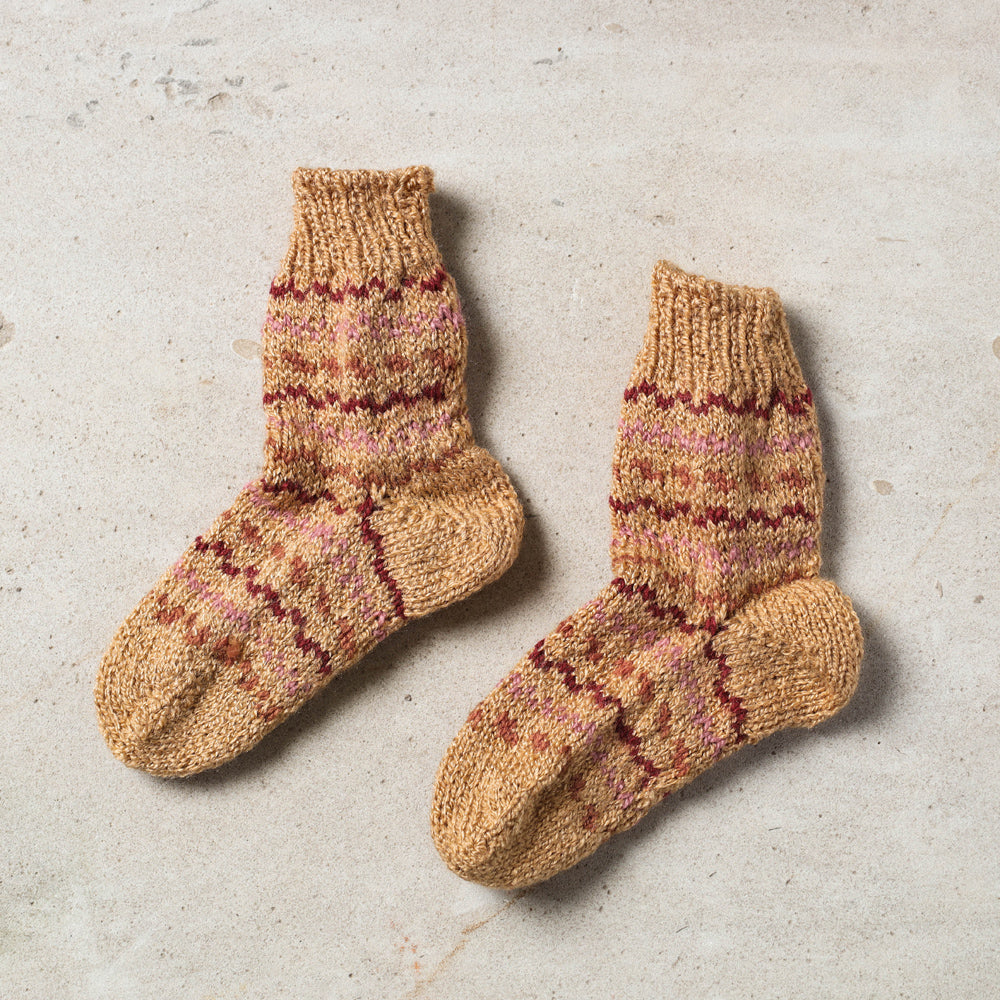 Beige - Kumaun Hand Knitted Woolen Socks - Kids