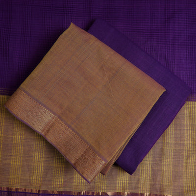 Brown - 3pc Handloom Cotton Mangalagiri Dress Material 13
