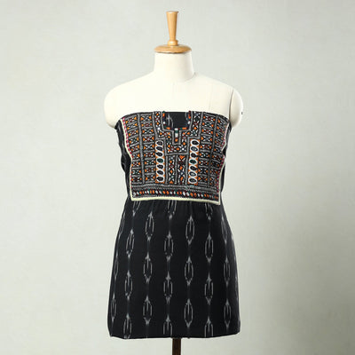 Black - Exclusive! Kutch Embroidery Work Cotton Kurta Material - (2.9 Meter) 32