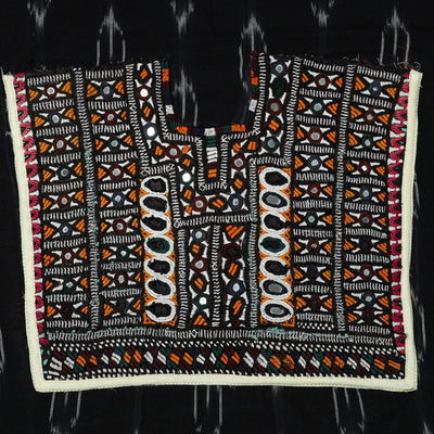 Black - Exclusive! Kutch Embroidery Work Cotton Kurta Material - (2.9 Meter) 32