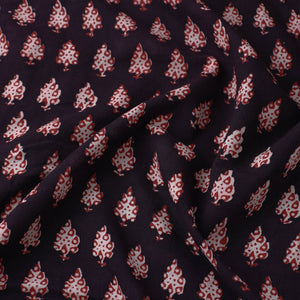 Black - Natural Dyed Bagh Print Mul Cotton Fabric 16