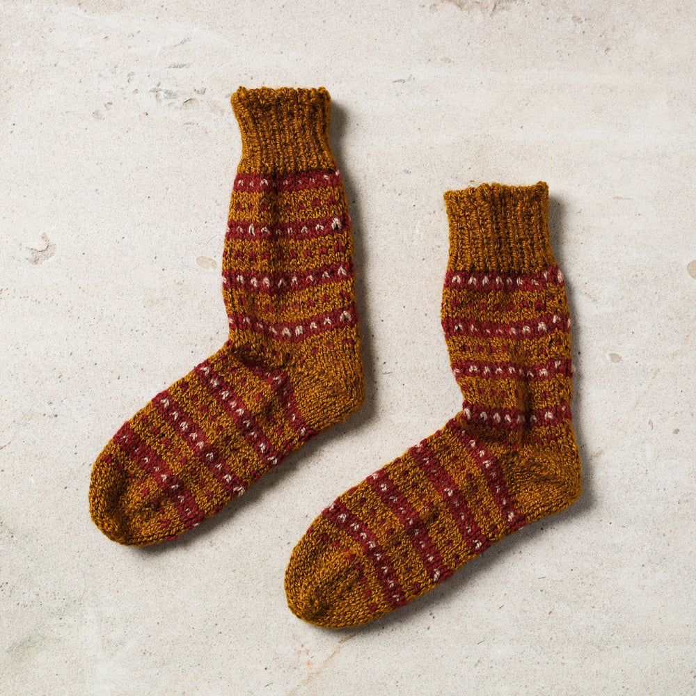Brown - Kumaun Hand Knitted Woolen Socks - Kids