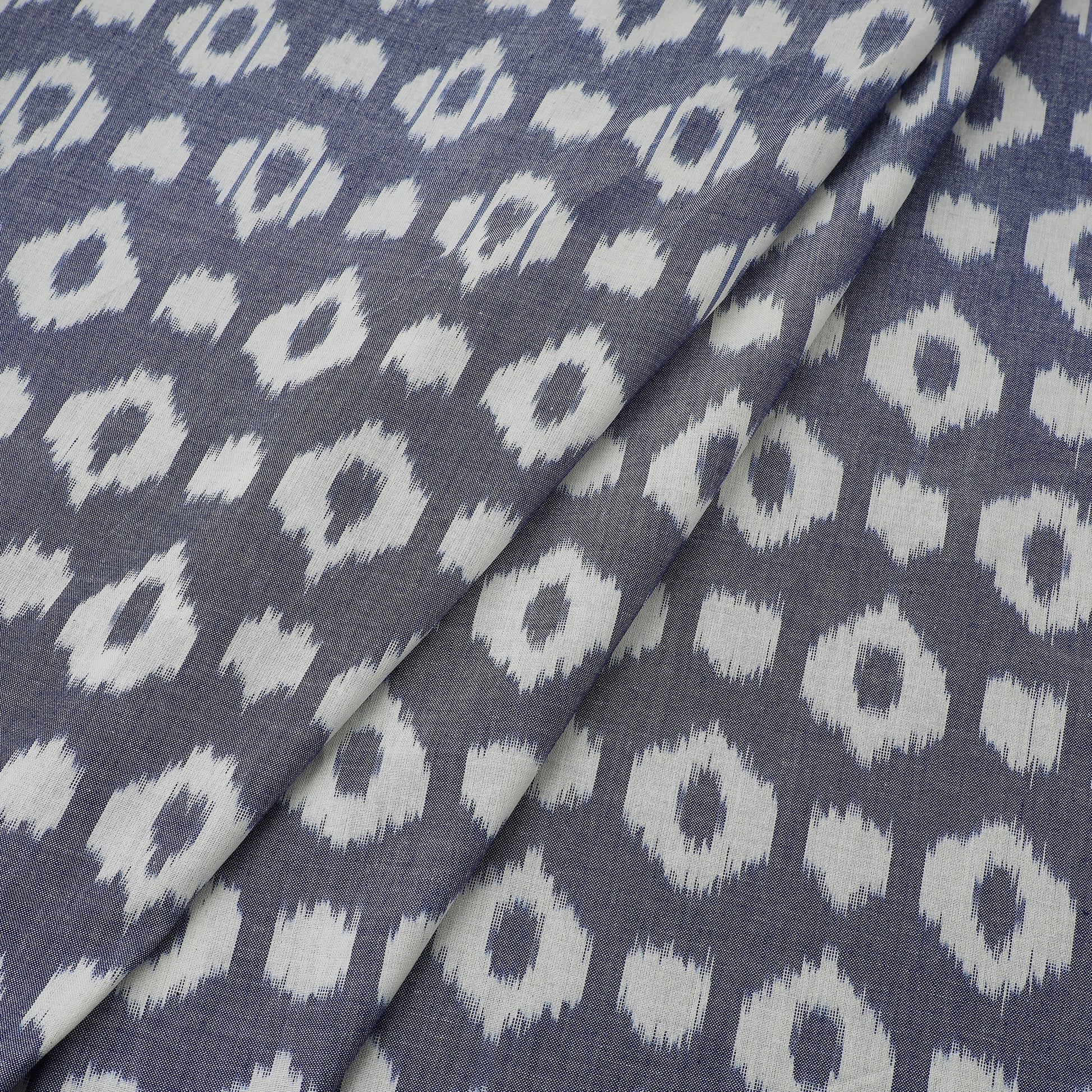 Blue - Central Asian Pochampally Ikat Cotton Fabric 12