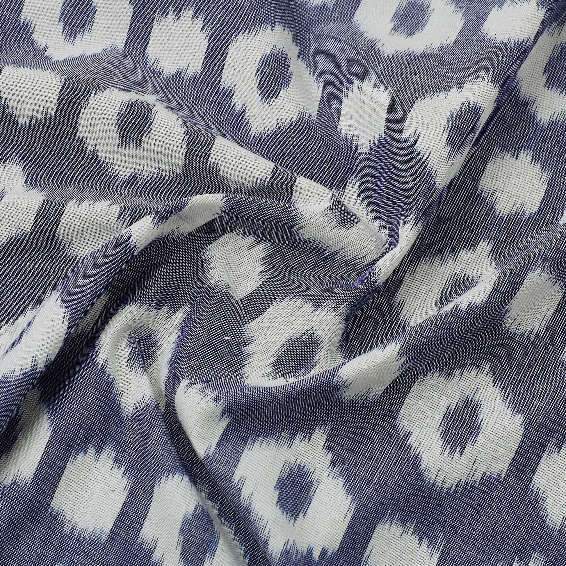 Blue - Central Asian Pochampally Ikat Cotton Fabric 12