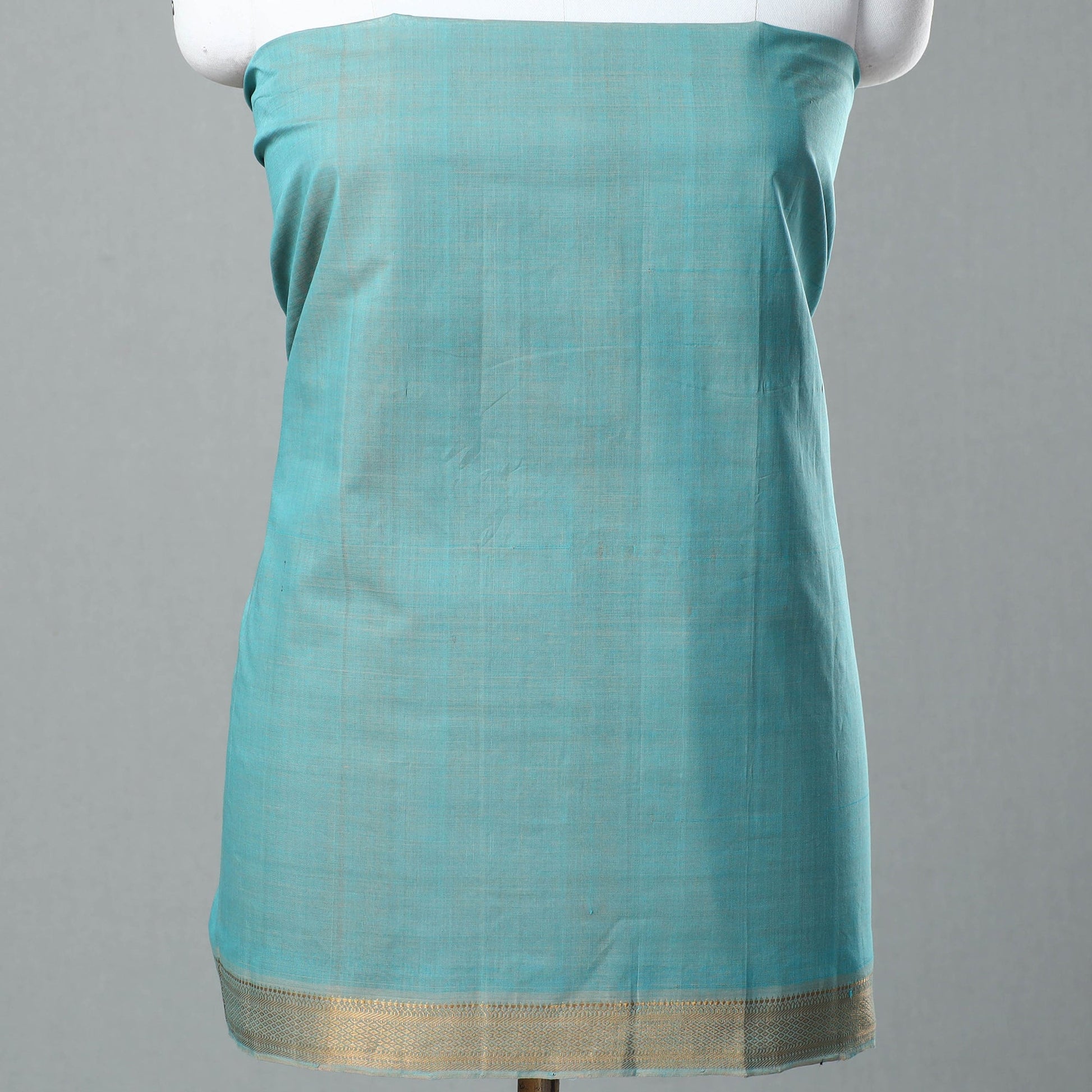 Blue - 3pc Handloom Cotton Mangalagiri Dress Material 03
