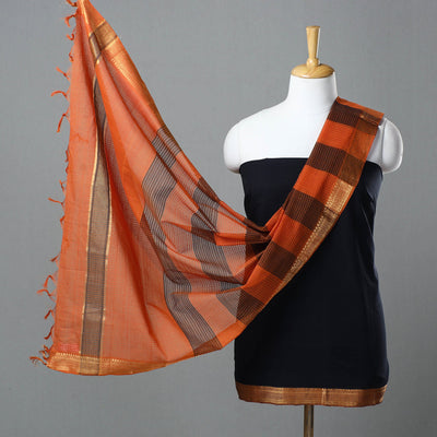 Black - 3pc Handloom Cotton Mangalagiri Dress Material 08
