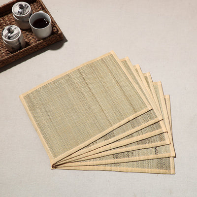 Beige - Madur Grass Handwoven Table Mats of Midnapore (Set of 6) 09