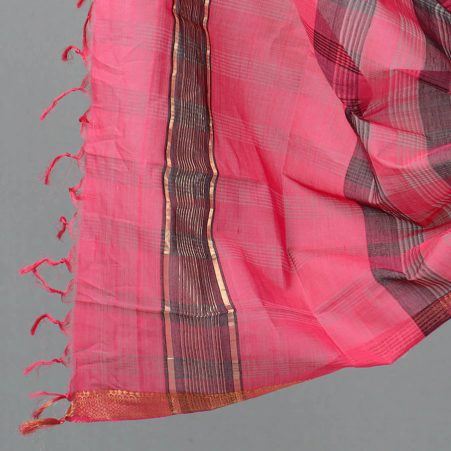 Black - 3pc Handloom Cotton Mangalagiri Dress Material 12