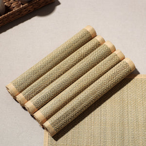 Beige - Madur Grass Handwoven Table Mats of Midnapore (Set of 6) 09