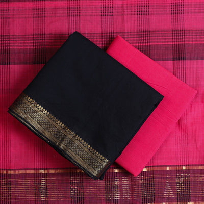 Black - 3pc Handloom Cotton Mangalagiri Dress Material 12