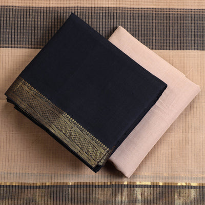 Black - 3pc Handloom Cotton Mangalagiri Dress Material 17