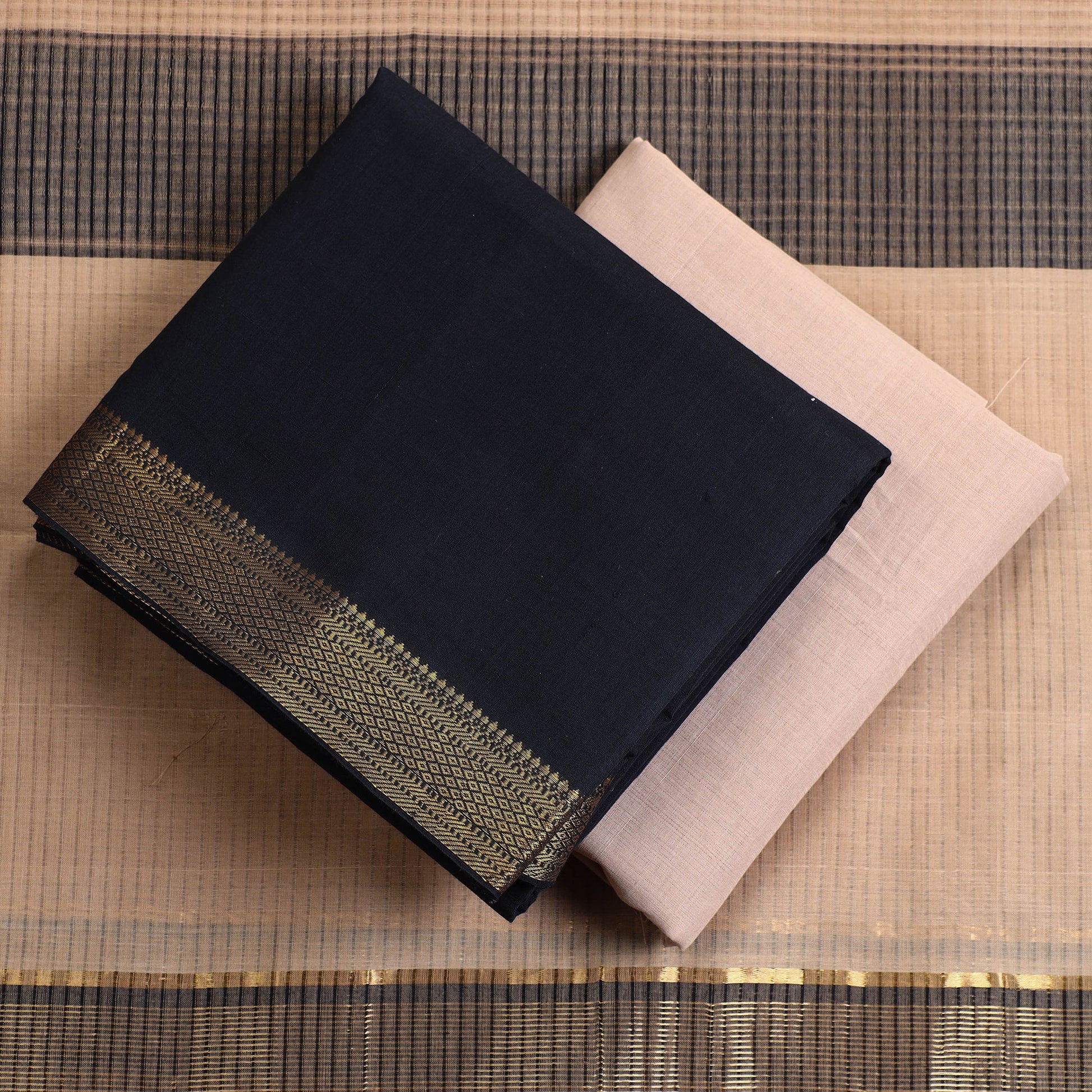 Black - 3pc Handloom Cotton Mangalagiri Dress Material 17