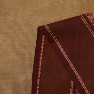 Brown - Cotton Kanchipuram Fabric with Thread Border 09