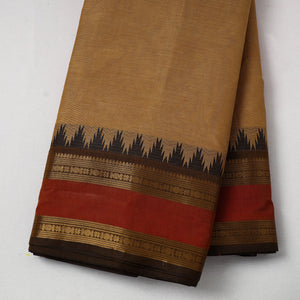 Brown - Cotton Kanchipuram Fabric with Zari Border 27