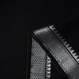Black - Mercerised Cotton Zari Border Dharwad Fabric 07