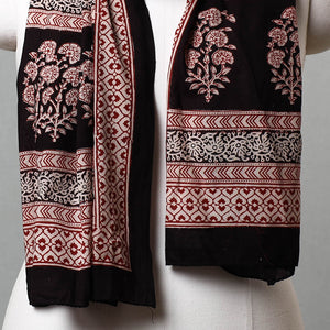 Black - Bagh Hand Block Printed Cotton Stole